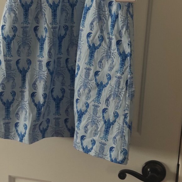 New Classic Prep Blue Hadley Dress Gingham Lobsters Print Smocked Dress Size 10 - Picture 2 of 12